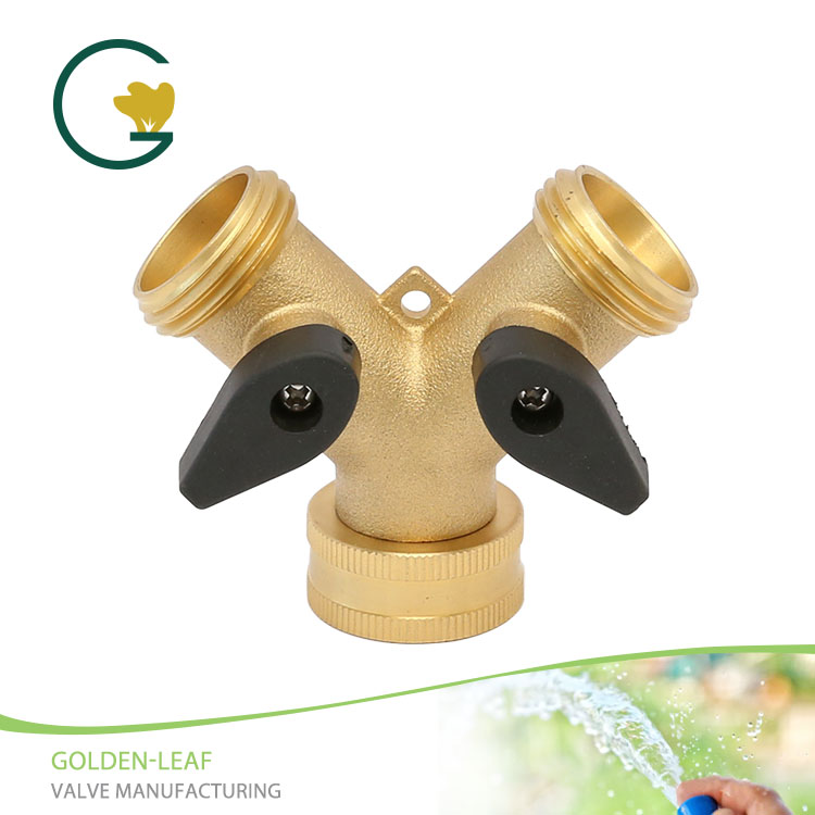 Brass Garden Hose ທໍ່ເຊື່ອມຕໍ່ Splitter Y ຮູບຊົງ